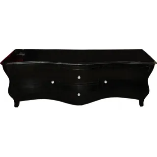 Casa Padrino Barock Fernsehkommode Luxus Sideboard Schwarz Hochglanz 173 x 62 x 52 cm