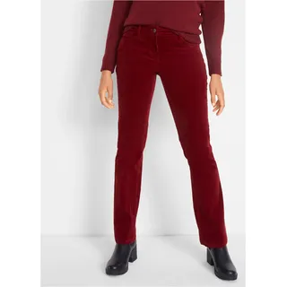 Cordhose BONPRIX "Stretch-Cordhose, Bootcut", Damen, Gr. 46, N-Gr, rot (kastanienrot), Cord, Obermaterial: 98% Baumwolle, 2% Elasthan, unifarben, regular fit lang, Hosen Cordhose, aus Baumwolle mit Elasthan, Regular Fit, Bootcut-Beinform