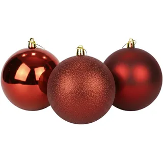 25 cm/3 große, dunkelrote Weihnachtskugeln, PVC, bruchsicher, glänzend, matt, glitzernde Oberfläche, Weihnachtskugeln, Ornamente, sortiertes Set, Festliche Weihnachtsbaum-Hängedekorationen, rundes