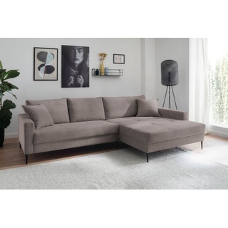 trends by hg Ecksofa »Summer L-Form«, in Cord-Stoff mit Metallfuß, grau