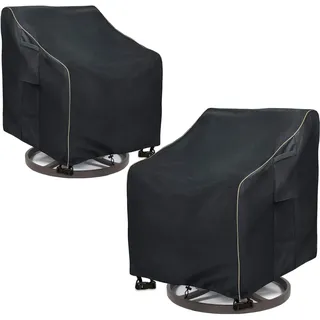 LSongSKY Outdoor-Stuhlhussen für Drehstuhl, wasserdicht, strapazierfähig, für Gartenmöbel, 76,2 x 86,4 x 98,5 cm, schwarz, 2 Stück