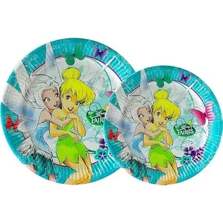Disney Fairies (Fatine) Tinkerbell Tinkerbell Pervinca Periwinkle Set 16 Teller (8 Teller à 23 cm + 8 Teller à 20 cm) für Geburtstagsparty