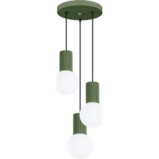 Pendelleuchte HALO 3P olivgrün 3xG9 8W Aluminium/Glas 125x25x25cm Sollux Lighting - Grün