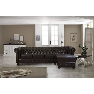 Home Affaire Chesterfield-Sofa »Rysum L-Form«, Chesterfield-Optik mit Ottomanen-Abschluß braun