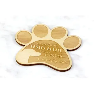 English Cocker Spaniel, Englische Cockerspaniel - Tasse Untersetzer, graviert Untersetzer mit Hund, Geschenk für Hundeliebhaber von Art-Dog Marke