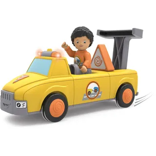 Siku Chris Carry, Abschleppwagen mit Licht und Sound, Zusammensteckbar, Inkl. beweglicher Spielfigur, Hochwertiger Schwungradmotor, Gelb/Orange, Ab 12 Monaten