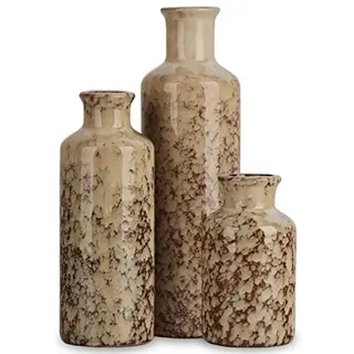 qianling 3er-Set Vase Keramik, Modern Mini Wasserdicht Vasen Set, Boho Pampas Grass Kleine Vase Vasen Deko, Dekoration für Wohnzimmer, Tischplatte, Küche, Bücherregal, Kamin und Eingangsbereich Deko