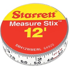 Starrett Maßband Stix 4M - SM412WMERL Präzisionsstahl imperiale und metrische Messung - Heimwerker Rechts-nach-links-Leseband