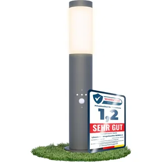 linovum BOSEA-B Stand Außenleuchte mit Bewegungsmelder anthrazit grau - Außen E27 Pfostenleuchte 50cm IP44 Dämmerungssensor