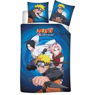 Aymax S.P.R.L Bettwäsche Naruto, Flanell, 100% Baumwolle, Bettbezug 140 x 200 cm + Kissenbezug 65 x 65 cm
