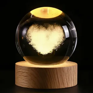Qixiang CB QILUCKY 6 cm Kristallkugel Herz aus Glas, Dekorative Glaskugel als Briefbeschwerer oder Tischdeko, Geschenkidee für Partner, Jahrestag oder Valentinstag