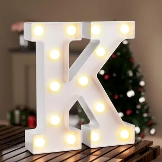 LED Buchstaben Lichter Alphabet,Led Leuchtbuchstabe mit Warmes & Kaltes Weiß,LED Brief Beleuchtung Buchstaben Nacht Lichter Dekoration für Geburtstagsfeier, Hochzeit, Kinderzimmer, Buchstaben K