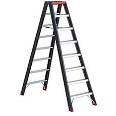 Doppelstufenstehleiter Professional Topline, Aluminium, 2x8 Stufen, schwarz
