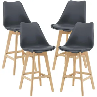[en.casa] Barhocker Lublin 4er Set gepolstert Grau