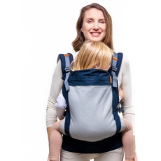 Beco Toddler Babytrage mit extra breitem Sitz - Kindertragerucksack aus 100% Polyester 3D Mesh, 2 Tragepositionen, Kindertrage Bauch/Kindertrage Rücken, Kindertrage Wandern, 9-27 kg (Marineblau)