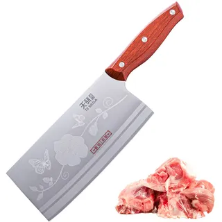 TJ POP Hackmesser Chinesisches Kochmesser Professionelles 18.8cm, Scharfer Küchenmesser mit Full Tang Entwurf, X39Cr13 Stahlklingestärke 2,5 mm, 2-in-1, TJ SEGA Serie TC1707 für Küche und Restaurant
