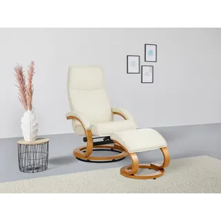 Home affaire Relaxsessel »Paris TV-Sessel, Sessel mit Hocker, Wohnzimmer, Schlaffunktion manuell«, (Set, 2 St., bestehend aus Sessel und Hocker), verstellbar, Microfaser, NaturLEDER, Webstoff, Sitzhöhe 46 cm, beige