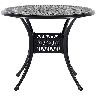 Beliani Gartentisch Ø 90 x 72 cm Schwarz/Beige