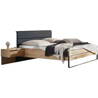 Dieter Knoll Bettanlage , Schwarz, Wildeiche , Textil, Holzwerkstoff , 180x200 cm , Blauer Engel, Made in Germany , gepolstertes Kopfteil, in verschiedenen Größen erhältlich , Schlafzimmer, Komplette Schlafzimmer und Serien, Schlafzimmerserien