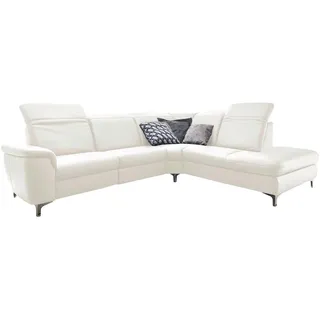 Cantus Ecksofa , Weiß , Leder , Echtleder , Color-Finish-Leder , Ottomane links, L-Form , 292x242 cm , Typenauswahl, Bettkasten erhältlich, Fußauswahl, Lederauswahl, Stoffauswahl, Hocker erhältlich, Rückenfutter , Wohnzimmer, Sofas & Couches, Wohnlandschaften, Ecksofas