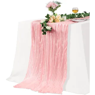 Alyvisun 1Pack Tischläufer Rosa, 35x118Inch-100% Polyester Waschbare Tischläufer für Hochzeiten, Babypartys,Partys, Boho Landhaus Rustikale Tisch- und Stuhldekorationen für Zuhause & Outdoor
