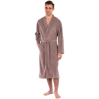 Bademantel FRAMSOHN FROTTIER "Leichter Bademantel Herren" Gr. L, grau (taupe), L:120cm, Jersey, Hausmäntel, Bademantel, Besonders leichter Jerseybademantel