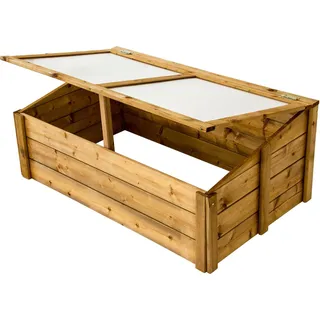 Frühbeet 100x60 cm, braun, Frühbeetaufsatz für Hochbeete, Frühbeetkasten - Braun