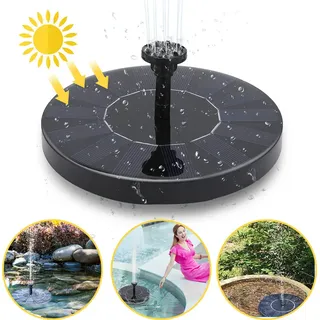 Jiubiaz Solar Springbrunnen Outdoor Solar Teichpumpe mit 1.5W Solar Panel Solarpumpe Wasserpumpe Fontäne Schwimmender Brunnen für Gartenteich Springbrunnen Fisch Behälter Kleiner Teich