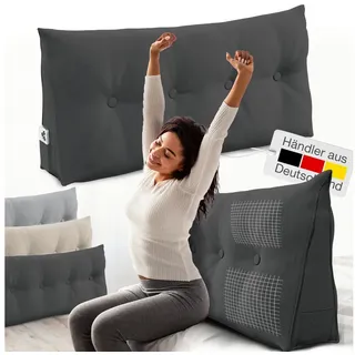 eloneo Rückenkissen – Keilkissen fürs Bett & Sofa, abnehmbarer Bezug, praktisches Seitenfach Handy 1 St Kissen