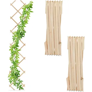 Relaxdays Rankgitter ausziehbar, 3er Set, 180x30 cm, Holz, Wandmontage, Rankhilfe Kletterpflanzen, Holzgitter, Natur