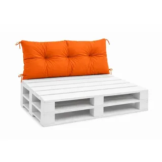 VBChome Palettenkissen für Europaletten Möbel Palettenauflage Garten Balkon 12 Farben mit Schaumstoffflocken Füllung Rückenkissen 120 x 40 cm Orange