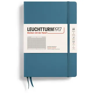 Leuchtturm1917 Notizbuch Medium (A5), 251 nummerierte Seiten, Stone Blue, kariert