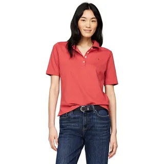 Tommy Hilfiger Damen Poloshirt Kurzarm Regular Fit, Rot (Terra Red), XXL