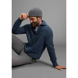 Strickjacke MAN'S WORLD "Mit Stehkragen & Reißverschluss", Herren, Gr. XXL (60/62), blau melange, Strick, Obermaterial: 50% Baumwolle, 50% Polyacryl, meliert, regular fit, Rippbündchen, Strickjacken Strickjacke, melierte Optik,weicher Griff, Perfekt für die kältere Jahreszeit