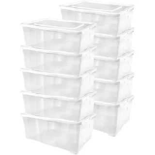 Alpfa 10er-Set Schuhboxen Kunststoffbox Klarsichtbox mit Belüftung je 37x26x13cm 10,0 Liter