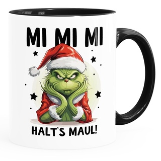 MoonWorks® Grinch Tasse Anti Weihnachten Spruch Ironie Sarkasmus lustige Weihnachtsbecher Geschenke für Weihnachtsmuffel Spruch 1 weiß-innen-schwarz standard