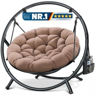 KESSER® Hängesessel mit Gestell Bali Hängeschaukel Hängestuhl bis 150kg für Indoor und Outdoor + Kissen & Seitentasche Hängekorb Stahlgestell & Schaumstoff Sitzpolster