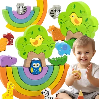 VIGA Holz-Regenbogen-Puzzle, Bauklötze, kreatives Montessori-Spielzeug