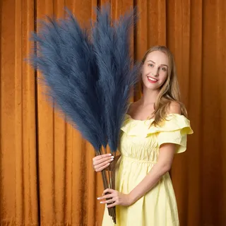 EVODIS Künstliches Pampasgras mit 6 Stielen, künstliches Pampasgras – 109,2 cm, extra großes Pompassgras, hohes Pompöses Boho-Blumenarrangement und Bodenvasenfüller, Heimdekoration für Zimmer,