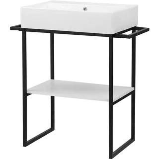 WELLTIME »Stockholm«, Badmöbel Metalloptik inkl. Becken, Breite 60 cm Waschplatz
