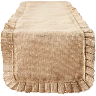DII Jute-Kollektion Küchentischplatte, Natürlicher Rüschenbesatz, Table Runner, 14x108