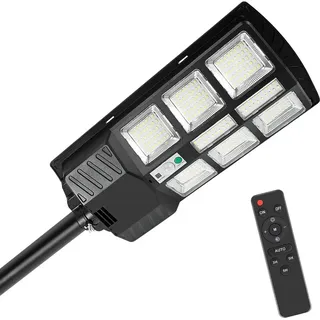 Yakimz 300W Straßenlaterne Lichtmast Solar LED Straßenlampe mit Bewegungsmelder - Schwarz