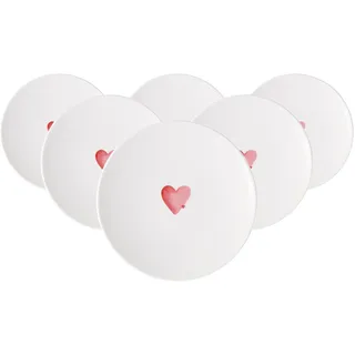 Villeroy & Boch Frühstücksteller Sending Love 21,2 cm rot/weiß 6er Set