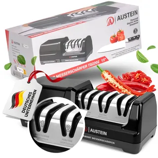 AUSTEIN® Diamant Messerschärfer elektrisch TG2202 - Der 3 Phasen Messerschleifer mit 15 Grad und magnetischem Spänekollektor
