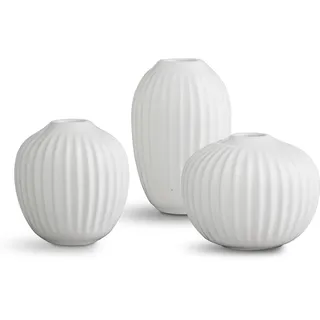 Kähler Hammershøi Vase Miniatur Vasen 3 Stck. dänisches Design - white