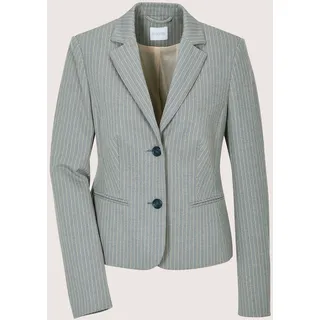 Jackenblazer MADELEINE "Blazer Kurzblazer mit Nadelstreifen", Damen, Gr. 44, blau (rauchblau, kiesel, goldfarben), Obermaterial: 64% Viskose CV. 24% Polyamid PA. 7% Polyester PES. 5% Elasthan EL., Modern, tailliert, Blazer Jackenblazer, Streifenblazer mit Glanzefekt