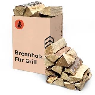 Onlydry Brennholz Für Grill mit weniger als 18% Feuchtigkeit in 25L (10kg) Karton, Feines Brennholz, Grill, Campingkocher, Kamine, Feuerschalen