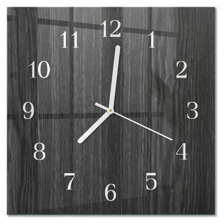 Tulup Glasuhr Wanduhr Küchenuhr Echt-Glas 30x30 cm Modern Dekorativ Geräuschlos Weiße Zeiger - Holz - Schwarz