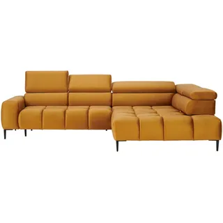 Welnova Ecksofa , Currygelb , Textil , Uni , Ottomane rechts, L-Form , 300x216 cm , Made in EU, Fsc, Reach, Oeko-Tex® Standard 100 , Typenauswahl, Stoffauswahl, Hocker erhältlich, Rücken echt, seitenverkehrt erhältlich , Wohnzimmer, Sofas & Couches, Wohnlandschaften, Ecksofas