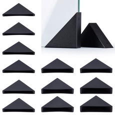BENECREAT 60-Teiliger Dreiecks-Eckenschutz, 6 Größen Kunststoff-Glas-Tischregal-Eckenschutz, Schwarze Spiegeleckenabdeckungen, Proofing Kantenschutz